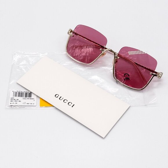 NEW GUCCI GG1279S 003 GOLD/PINK WOMEN SUNGLASSES GUCCI - Picture 12 of 13